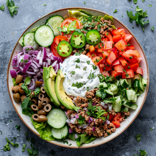 Lean & Green Power-Up Taco Salad with Creamy Yogurt Dressing